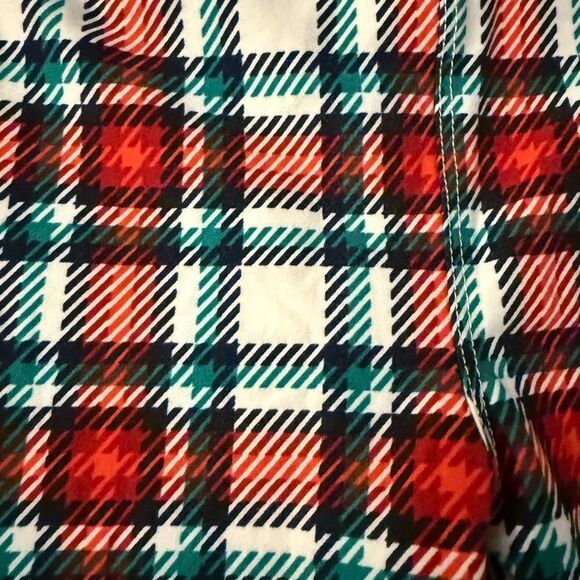 Red and Green Plaid Kids Leggings - Picture 2 of 3